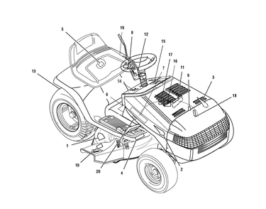 Decals Diagram and Parts List for 425624X190A-552547 2006 Briggs and Stratton Lawn Tractor